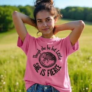 She Is Fierce Women&#39;s T-shirt. Funny, cute Shakespeare quote tee. Organic cotton.