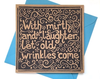 Shakespeare Quote Card: Linocut Recycled Greeting Card