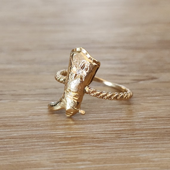 Vintage Cowgirl Boot Lasso Rope Diamond Ring | Rodeo … - Gem