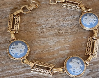 Vintage Gold Filled Wedgwood Bracelet | Gold-filled Bracelet | Fancy Link