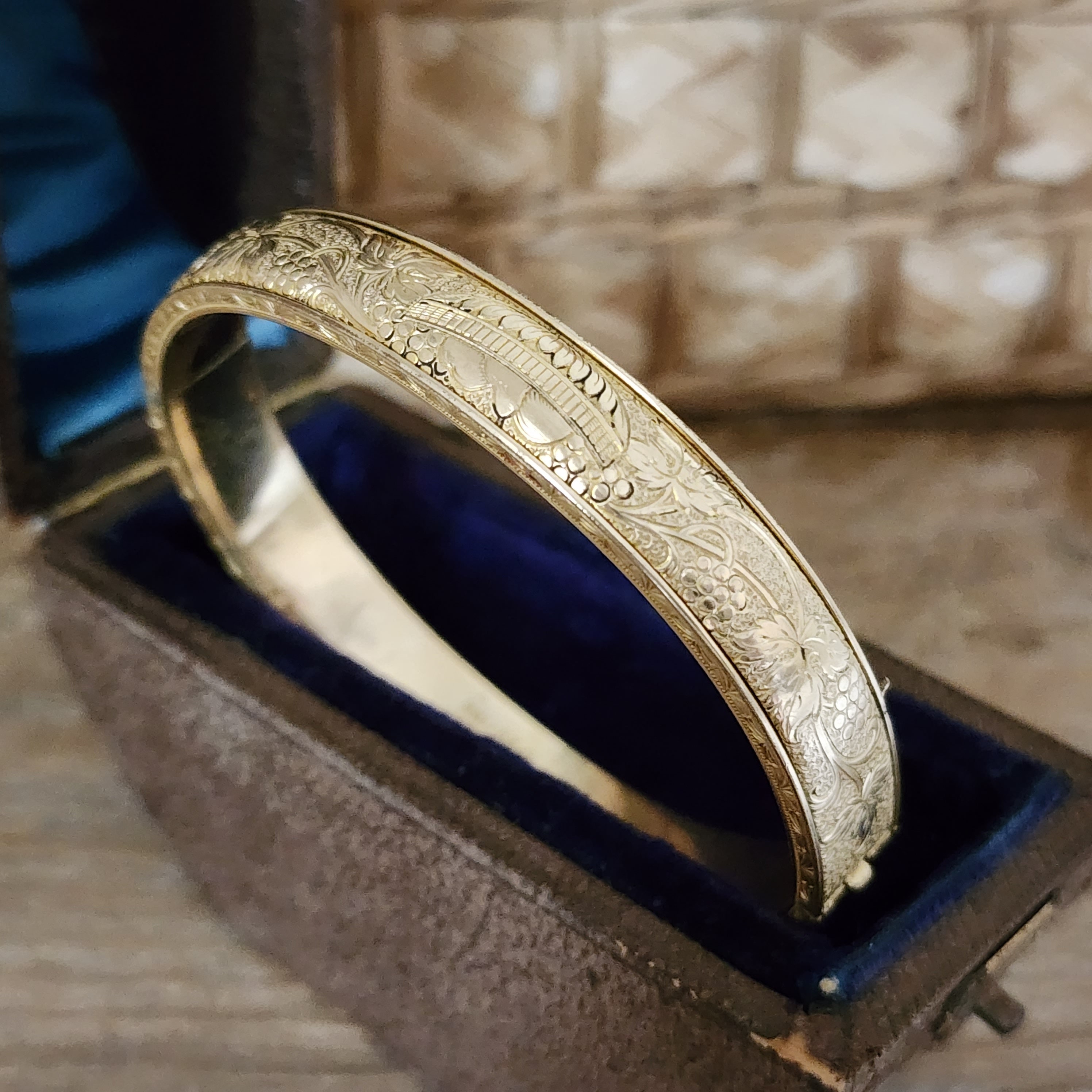 Antique Orientalist Estate C1900 14K Gold Snake Bracelet With Ruby
