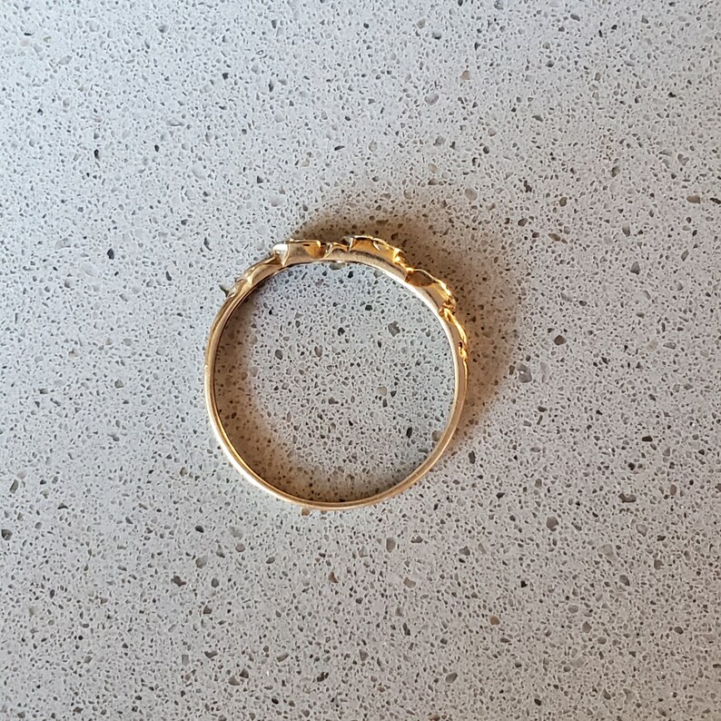 Art Deco Band Ring Midi ring Vintage Diamond Wedding Band Ring in Yellow Gold Pinky Ring Stacking Band