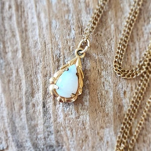 Vintage Pear Shape Opal Pendant Gold Fill Necklace  | Birthday Gift Necklace | October Birthstone | Antique Opal