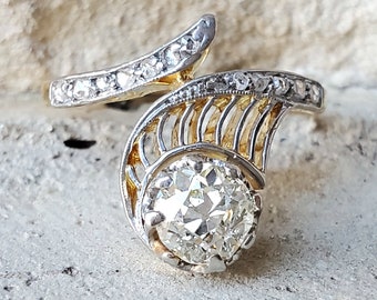 Rare Antique Engagement Ring | Edwardian Old Mine Cut Diamond Ring in 18k Gold and Platinum