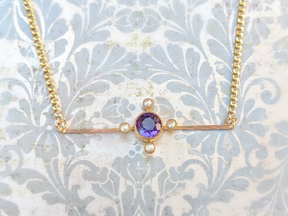 Antique Edwardian Amethyst and Seed Pearl Convers… - image 5