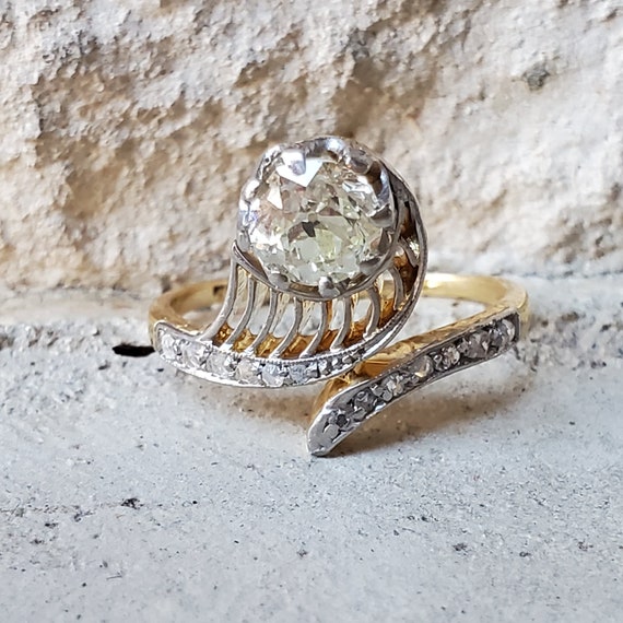 18K White Gold Vintage Wedding Engagement Ring Vine and Leaf Detail  Filigree Milgrain Solitaire Diamond Ring Near One 1 Carat -  Timekeepersclayton