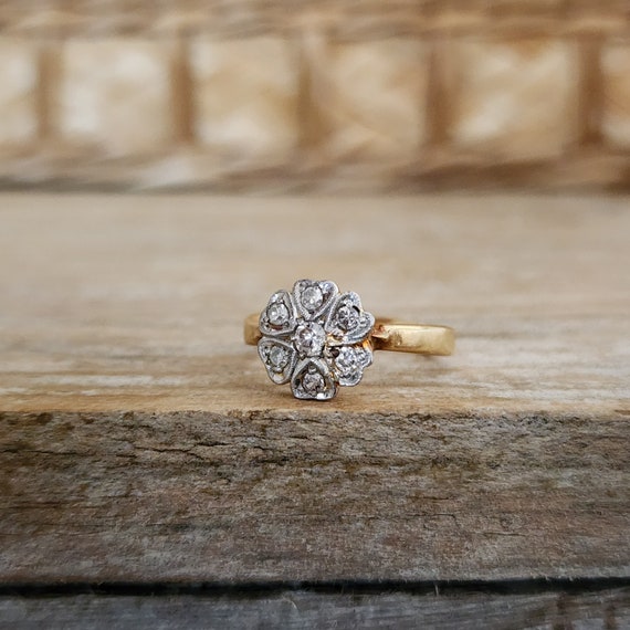 Vintage Art Deco Diamond Cluster Engagement Ring … - image 2