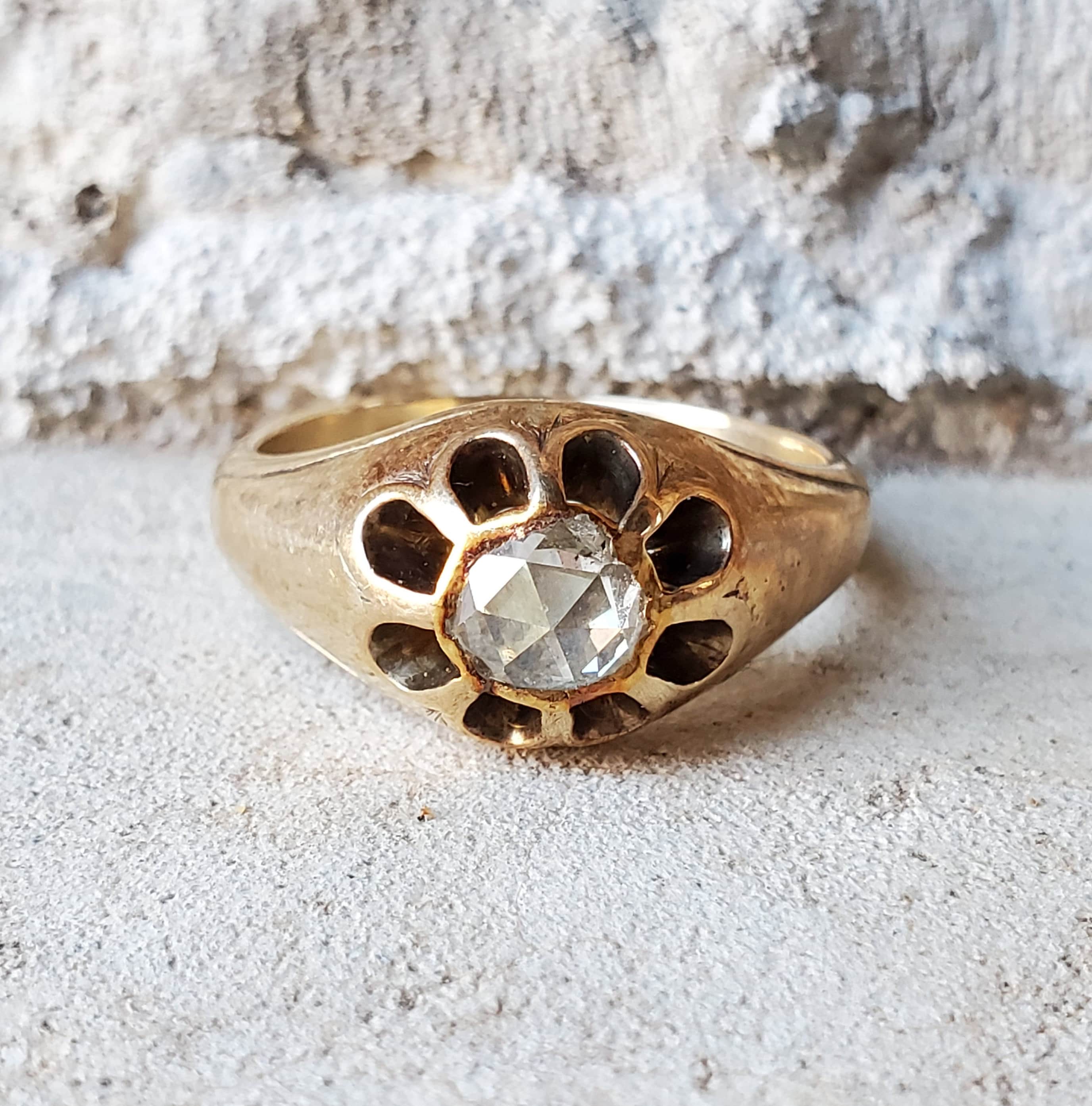 Victorian rose cut diamond ring deals