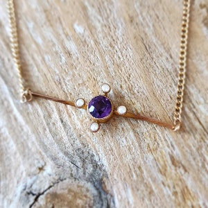 Antique Edwardian Amethyst and Seed Pearl Conversion Necklace | Vintage Amethyst Repurposed Pin Brooch