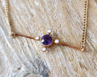 Antique Edwardian Amethyst and Seed Pearl Conversion Necklace | Vintage Amethyst Repurposed Pin Brooch