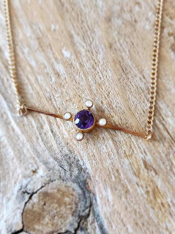 Antique Edwardian Amethyst and Seed Pearl Convers… - image 1