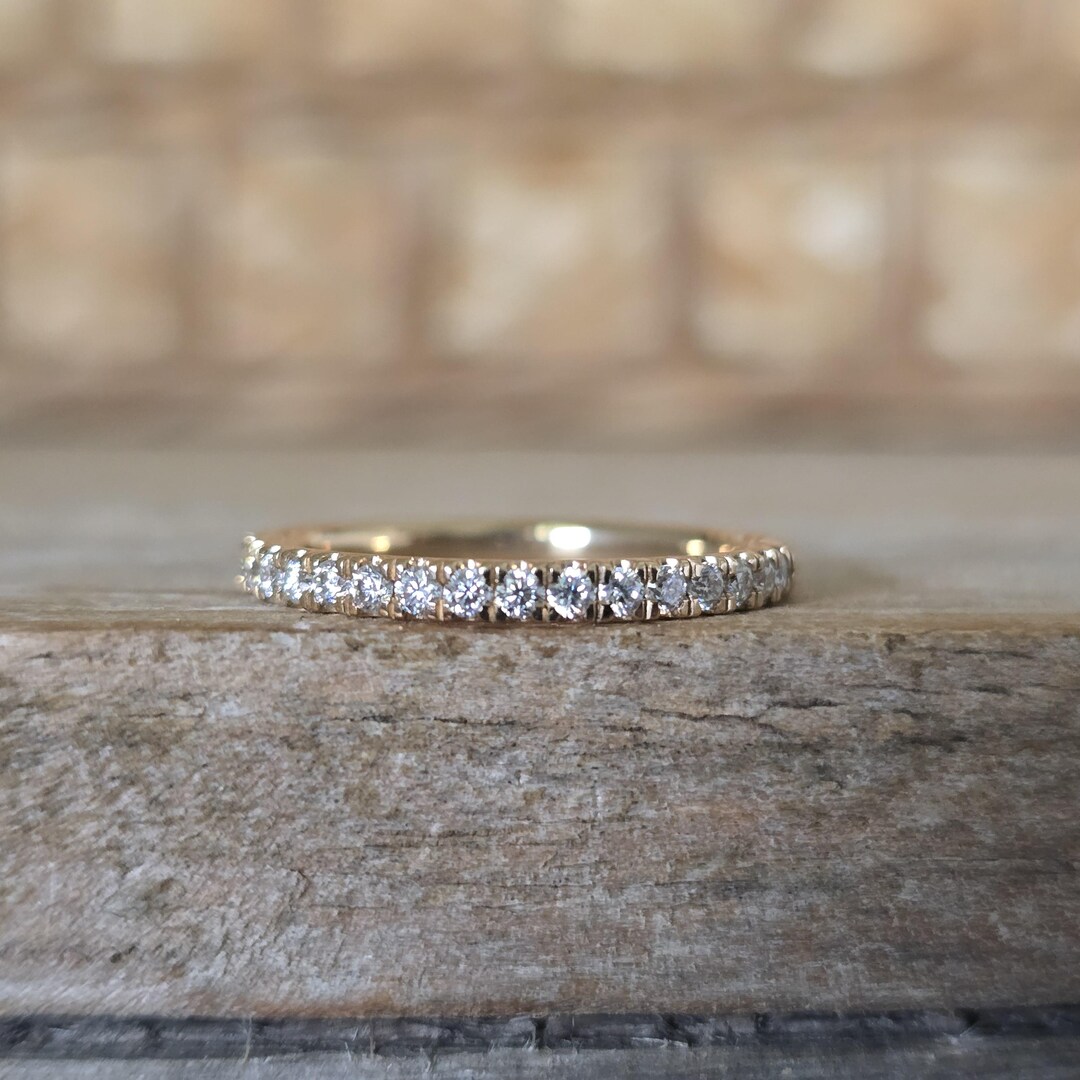 Moissanite Half Eternity Band Ring 0.57 Carats Set in 14k Yellow Gold ...