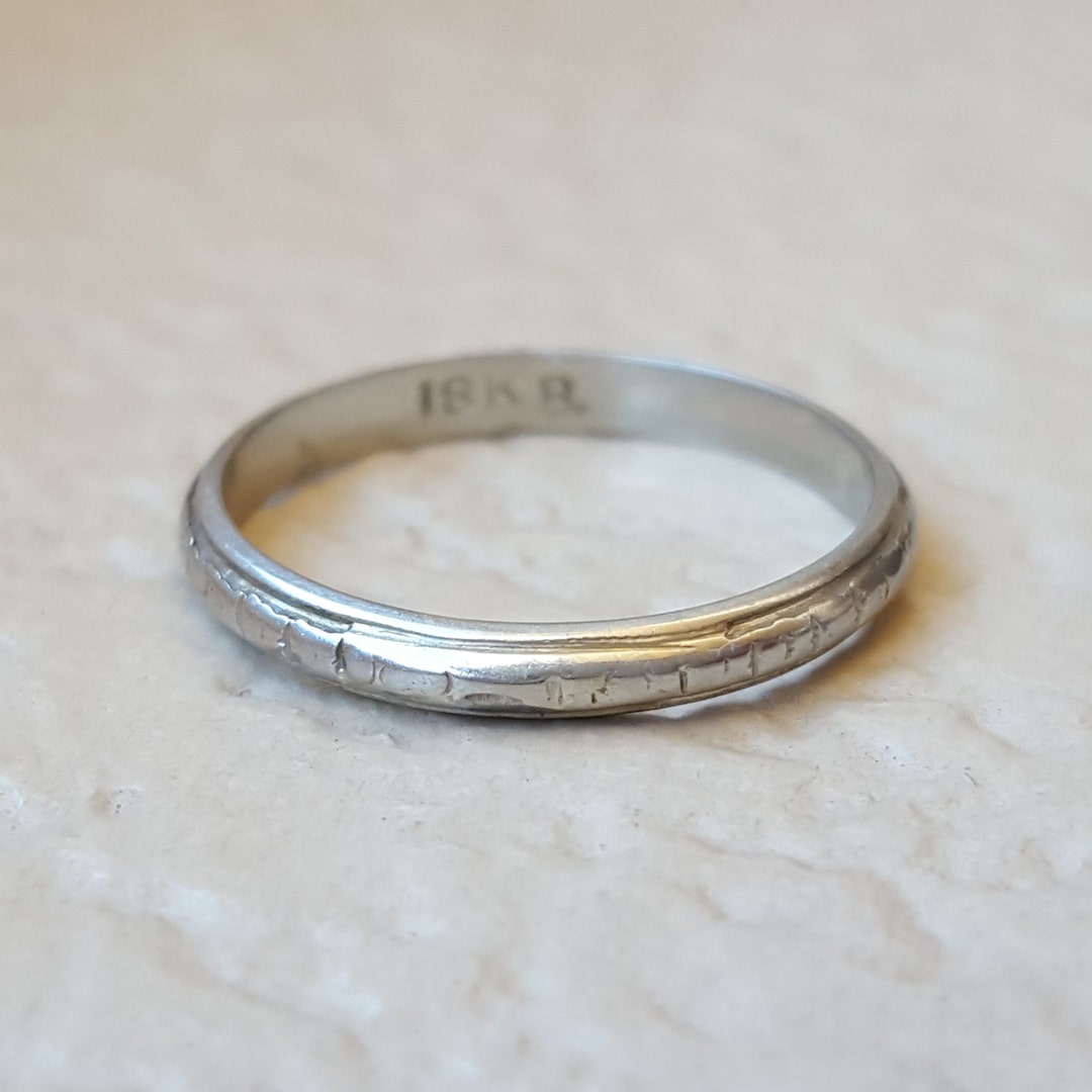 Vintage Antique Art Deco 18k White Gold Estate Wedding Band or - Etsy