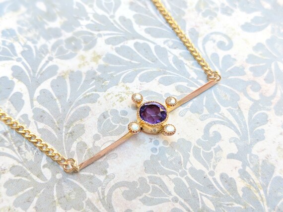 Antique Edwardian Amethyst and Seed Pearl Convers… - image 7