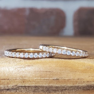 Moissanite Half Eternity Band Ring 0.70 carats Set in 14k Yellow Gold | Moissanite Wedding Band Ring