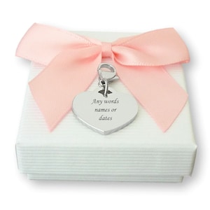 Engraved Heart Charm with a Lobster Clasp, Personalised, Very High Quality, Optional Gift Packaging, Any Engraving.