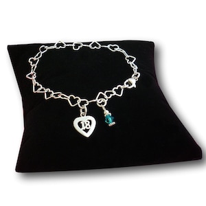 Bracelet chaîne coeur en argent sterling 925, 18 breloques et pierres de naissance, cadeau 18e anniversaire