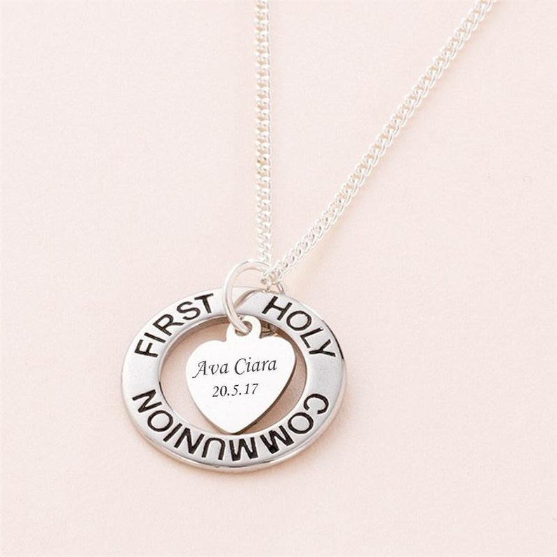 First Holy Communion Necklace With Engraving. Personalised Etsy