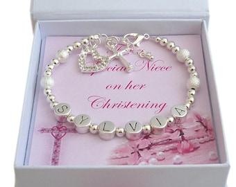 Personalised Girls Bracelet with Name, Gift for Girls Christening Day, For a Special Daughter, Goddaughter, Niece, Sister etc...,