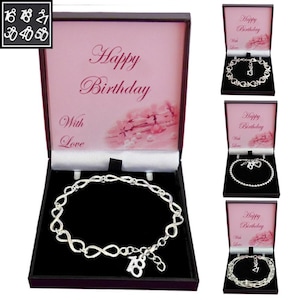 Bracelet joyeux anniversaire, 13, 16, 18, 21, 30, 40, 50 ans dans un coffret cadeau, style au choix.