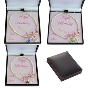 Geburtstagsgeschenk, Birthstone Armband mit 16, 18, 21, 30, 40 oder 50 Anhänger, spezielle alles Gute zum Geburtstag Geschenkbox