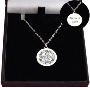 Saint Jude Necklace, Engraved, Silver Stainless Steel, Can be Personalised, Religious Gift, St Jude Round Pendant.