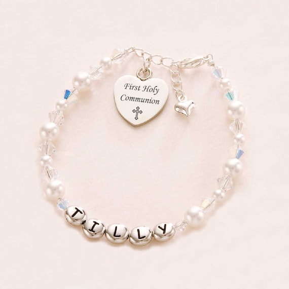 First Communion Charm Bracelet, Goddaughter Gift, Personalized Gift for  Confirmation, Christian Jewelry Gift, Personalized Jewelry