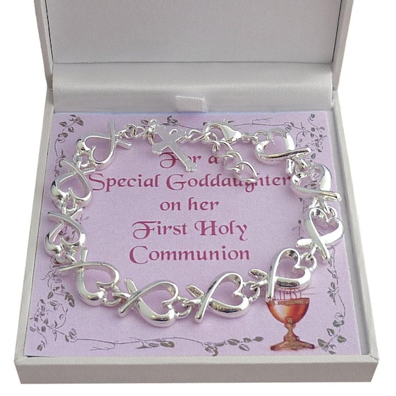 Bracelet à Breloques UNGENT THEM Pour Fille - Cadeau Première Communion, Baptême, Breloque Gravée
