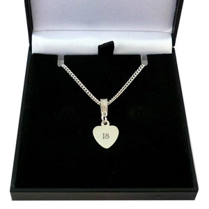 Delicate 18th Birthday Necklace, Small Heart Pendant, Free engraving on the back.