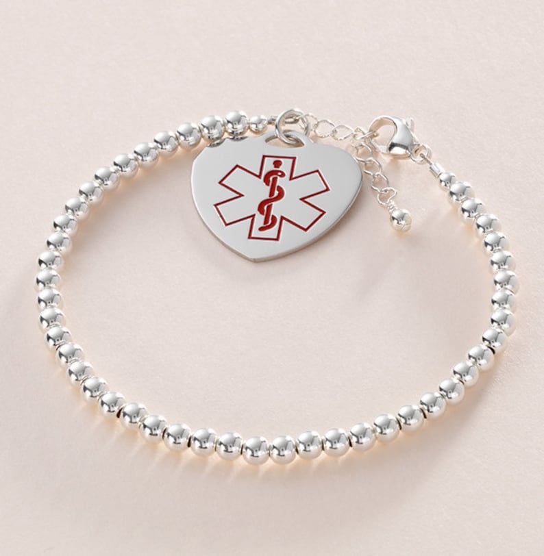 Sterling Silver Medical Bracelet with Personalised Engraving. Etsy