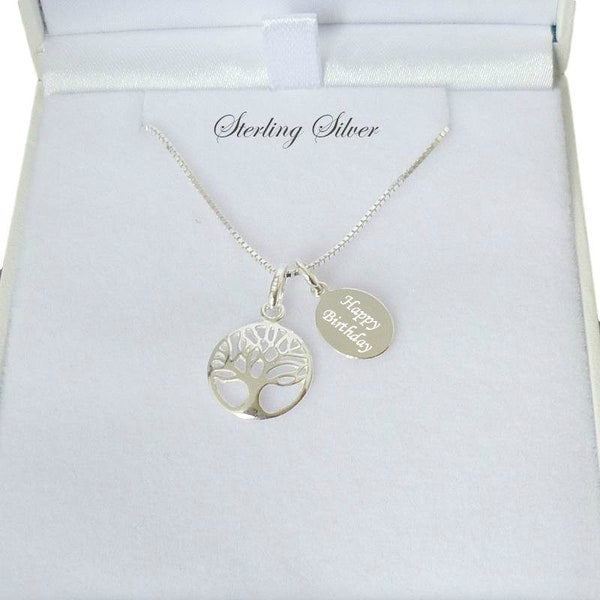 Personalised, Sterling Silver, Tree of Life Necklace with Any Engraving.