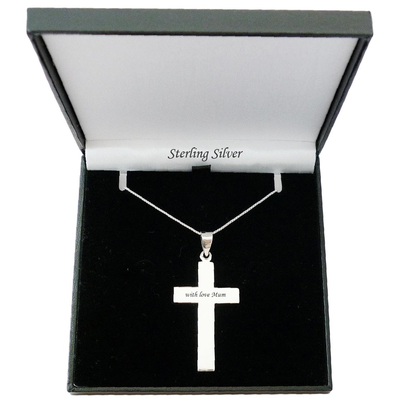 Buy Solid Silver Cross Necklace With Engraving Sterling Silver