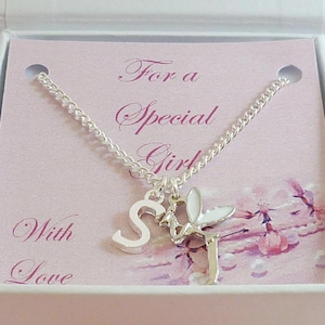 Collar de Campanilla para niñas, colgante con inicial de letra, regalo de hada para hermana, ahijada, hija, nieta, sobrina...