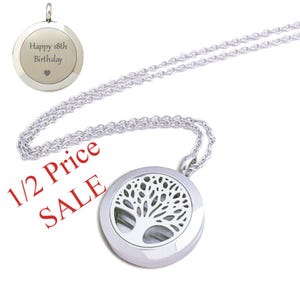 Engraved Locket for 18th Birthday Gift, Tree of Life Pendant Necklace, Gift for Age 18