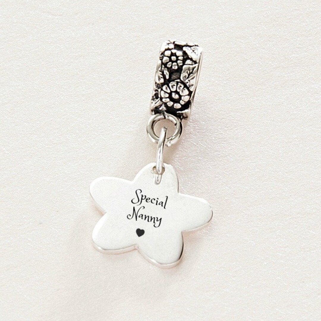 Special Nanny Charm, 925 Sterling Silver Flower Fits Snake