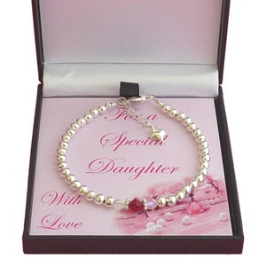 Bracelet avec pierre de naissance sur support carte pour femme, fille, cadeau pour soeur, mère, fille, nièce, etc.