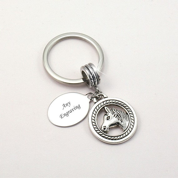 Personalised Horse Keyring with Free Engraving. Gift for Etsy