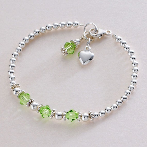 Sterling Silver Birthstone Bracelet With Silver Beads for Etsy UK