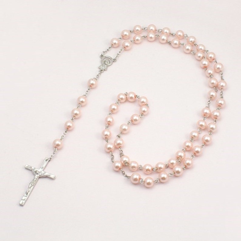 Pale Pink Pearl Rosary Beads. Prayer Beads. Rosaries. Rosary Etsy