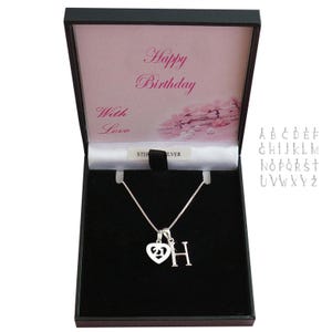 Collar de cumpleaños número 21, plata esterlina, en caja de regalo para una hija, nieta, hermana, sobrina, prima o amiga especial.