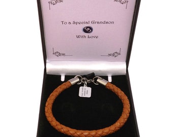 Braune Lederarmbänder mit Gravur für Jungen, personalisiertes Geschenk für Sohn, Enkel, Patenkind, Neffe, spezieller Junge