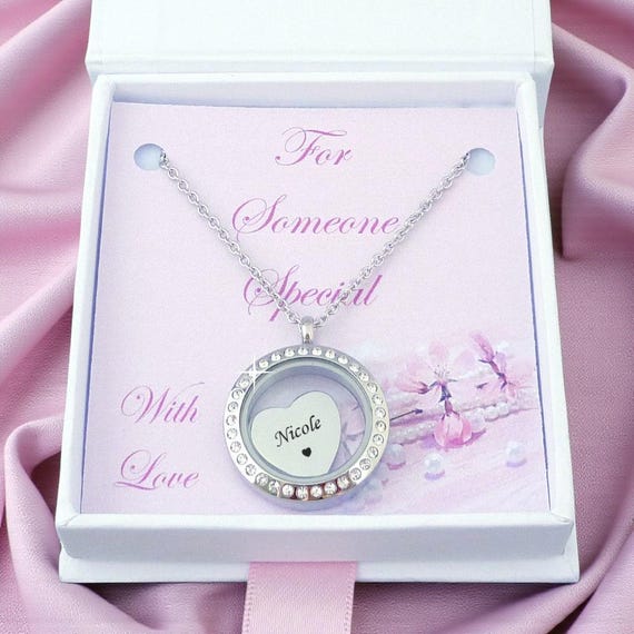 Collar Medallón Corazón Personalizable Para Mujer – Acero Plateado, Grabado Y Foto – Charming Engraving