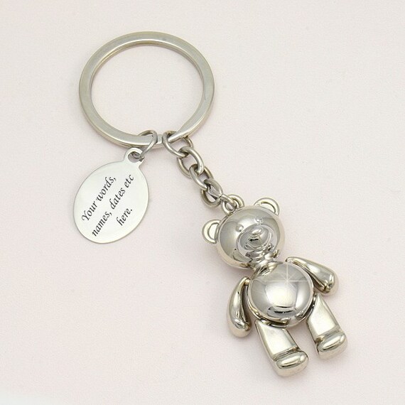 Portachiavi Orsetto 3D In Metallo – Carino, Mini Auto, Catenina Staccabile – Regalo Simpatico - 2