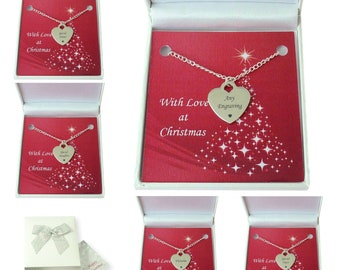 Weihnachtsschmuck Geschenk, personalisierte Herz Halskette, jede Gravur.