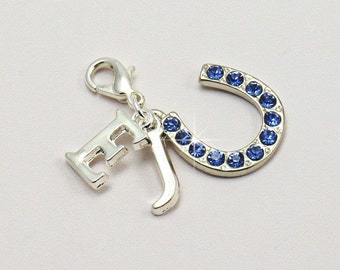 Something Blue Horseshoe Charm with Bride and Groom's Initials