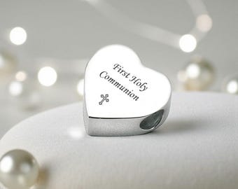 Dije de corazón personalizado para Primera Comunión. Cualquier grabado. Regalo para niña.