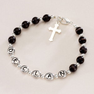 Personalised Boys Bracelet for Christening or First Holy Communion. Any Name.