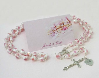 Personalised Rosary Beads, Engraved Gift for First Communion, Gift boxed for Goddaughter, Daughter, Sister, Niece, Granddaughter...