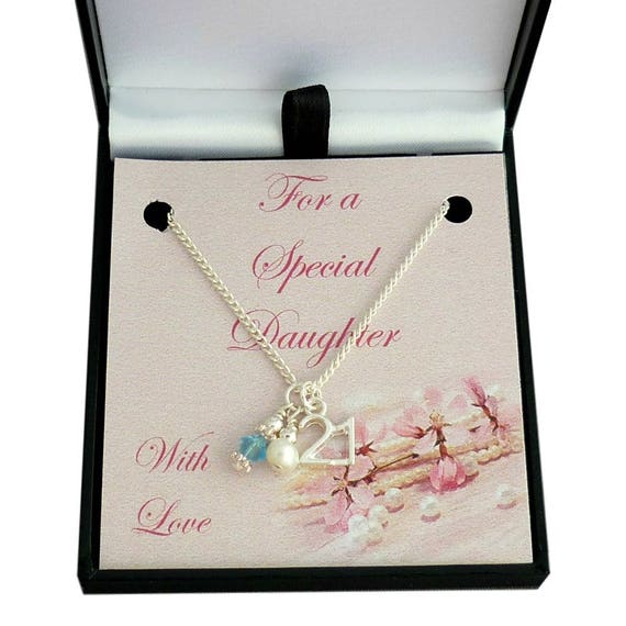 Gift for 21st Birthday Birthstone Necklace Card Mount for