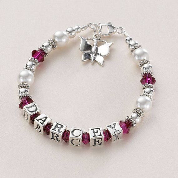 Silver Name Bracelet for Women & Girls with Heart Cubes – Krysaliis Solid  Silver
